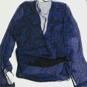 Fox's 100% Silk Blues Animal Print Blouse-Size M